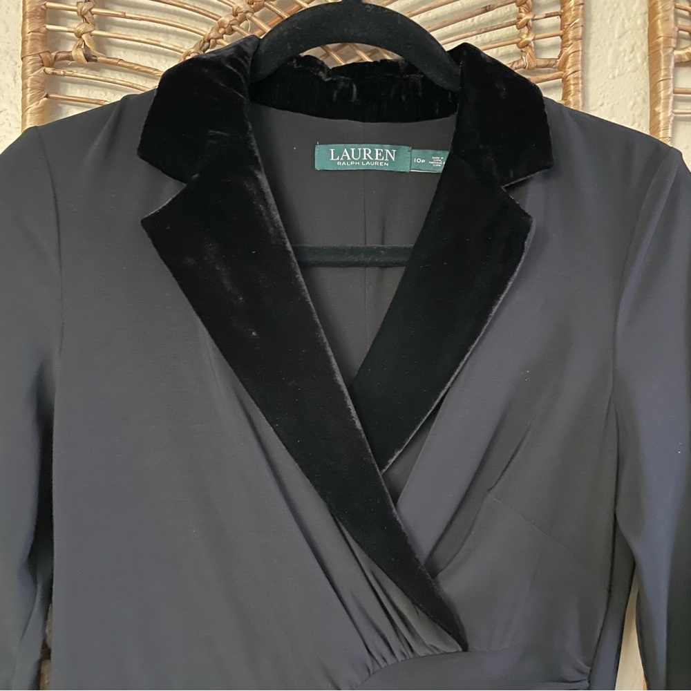 Lauren Ralph Lauren Tuxedo Dress Black Velvet Lapel Stretch Women's Sz 10P B32 - Picture 9 of 16